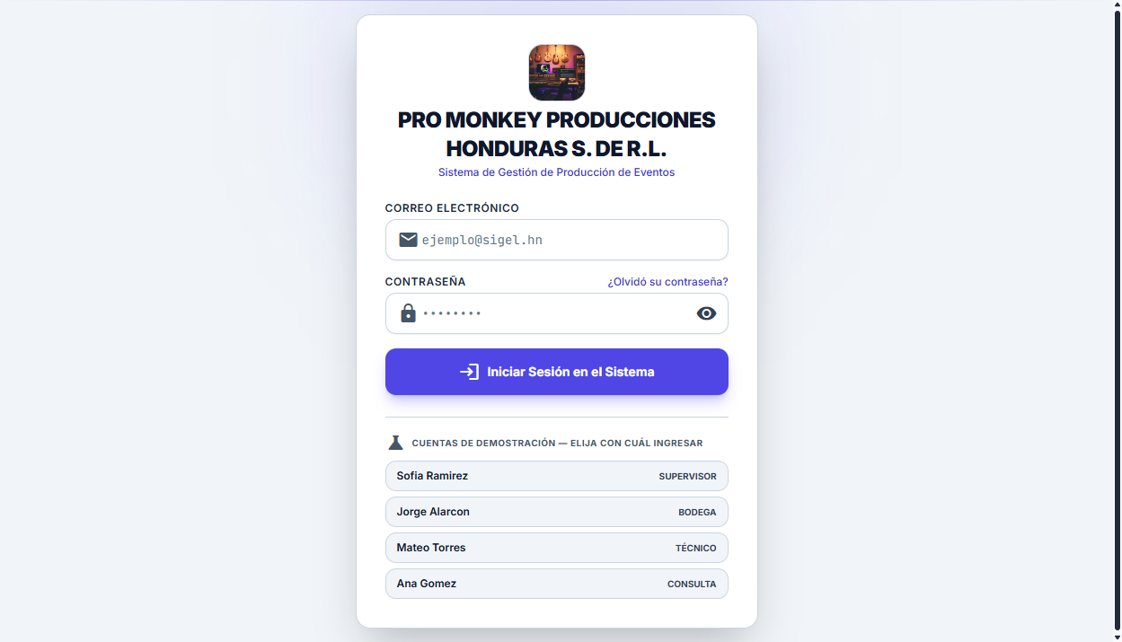 Sistema de gestion de produccion de eventos
